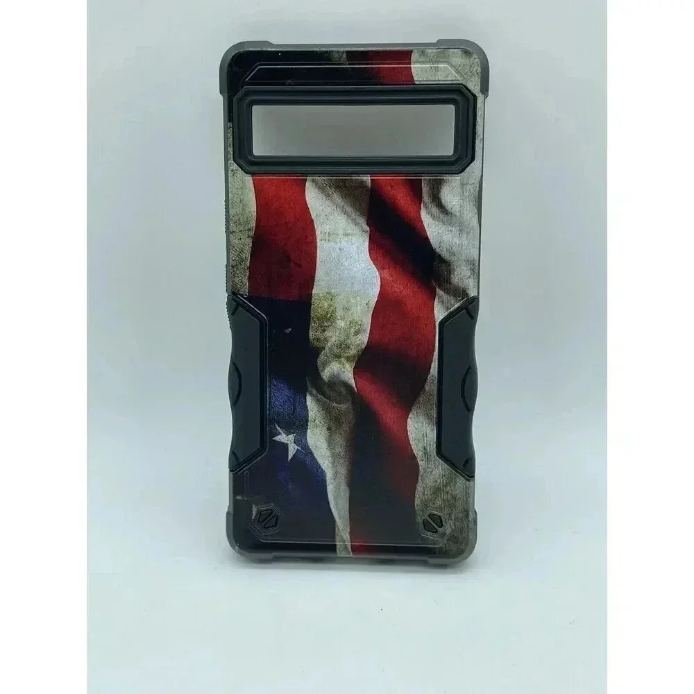American Flag Case Compatible‎ with Google Pixel 7a Hybrid Shockproof Bumper